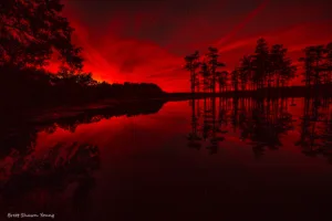 Super red sky while watching the sunset at Goodale State Park